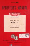 Kearney & Trecker-Trecker-Milwaukee-Kearney Trecker Milwaukee 4K, H, K, CH, CK, CSM Milling Machine Operators Manual-4K-CH-CK-CSM-H-K-01